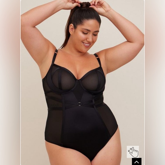 NWOT Torrid Black Satin And Mesh Bodysuit - Picture 1 of 2